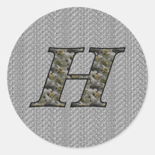 Monogram Initial H Hydrangea Flowers Classic Round Sticker