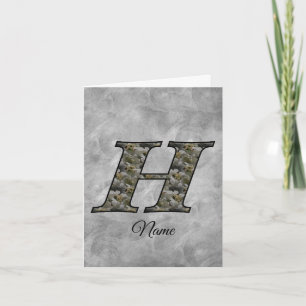 Monogram Initial H Hydrangea Flowers Personalised Note Card