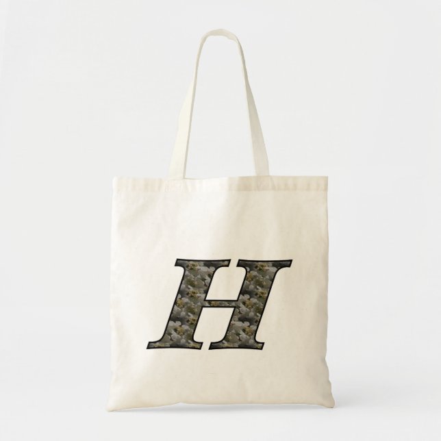Monogram Initial H Hydrangea Flowers Tote Bag (Front)