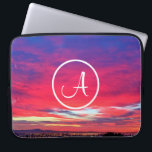 Monogram Initial Hot Pink Blue Sunset Photo Simple Laptop Sleeve<br><div class="desc">Type in the monogram letter of your choice and get inspired whenever you use this photography neoprene laptop sleeve of a stunning sunset of hot pinks, oranges, purples, and cornflower blues. . This laptop sleeve comes in three sizes: 15", 13", and 10”. Makes a great gift for someone special! You...</div>