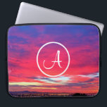 Monogram Initial Hot Pink Blue Sunset Photo Simple Laptop Sleeve<br><div class="desc">Type in the monogram letter of your choice and get inspired whenever you use this photography neoprene laptop sleeve of a stunning sunset of hot pinks, oranges, purples, and cornflower blues. . This laptop sleeve comes in three sizes: 15", 13", and 10”. Makes a great gift for someone special! You...</div>