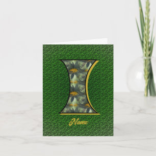 Monogram Initial I Daisies Art Personalised Note Card