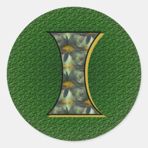 Monogram Initial I Daisies FlowerArt Classic Round Sticker