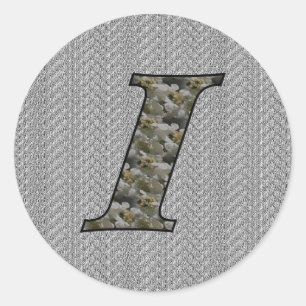 Monogram Initial I Hydrangea Flowers Classic Round Sticker