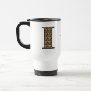 Monogram Initial I Vintage Floral Personalised Travel Mug
