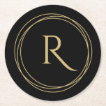 Monogram Initial in Circles Round Paper Coaster<br><div class="desc">Coasters feature your monogram initial inside circles on any shape absorbent heavy pulp board paper coasters measure 4" x 4" - Set of 6. Cool accent to your home decor, bar or give as a gift. Fun housewarming gift! Use the Customise Further link to add or delete text, change fonts,...</div>