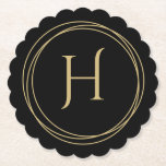 Monogram Initial in Circles Scalloped Round Paper Coaster<br><div class="desc">Coasters feature your monogram initial inside circles on any shape absorbent heavy pulp board paper coasters measure 4" x 4" - Set of 6. Cool accent to your home decor, bar or give as a gift. Fun housewarming gift! Use the Customise Further link to add or delete text, change fonts,...</div>