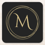 Monogram Initial in Circles Square Paper Coaster<br><div class="desc">Coasters feature your monogram initial inside circles on any shape absorbent heavy pulp board paper coasters measure 4" x 4" - Set of 6. Cool accent to your home decor, bar or give as a gift. Fun housewarming gift! Use the Customise Further link to add or delete text, change fonts,...</div>