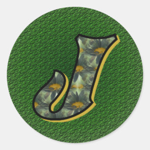 Monogram Initial J Black Daisies Sticker