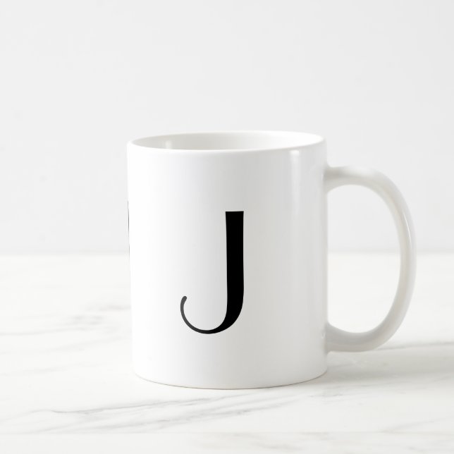Monogram Initial J Black & White Modern Coffee Mug (Right)