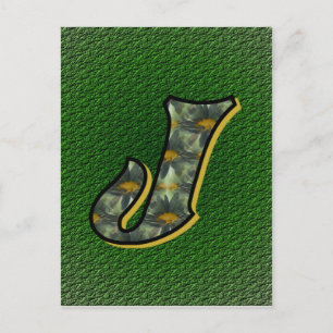Monogram Initial J Daisies Flower Art Postcard