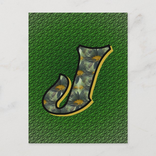 Monogram Initial J Daisies Flower Art Postcard (Front)