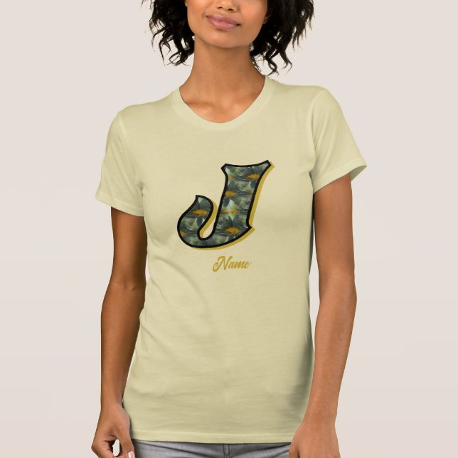 Monogram Initial J Daisy Flower Art Personalised T-Shirt (Front)