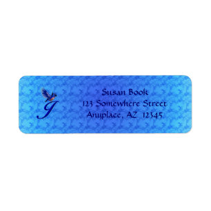 Monogram Initial J Elegant Bluebird Address Label