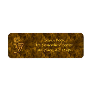 Monogram Initial J Gold Peony Return Address