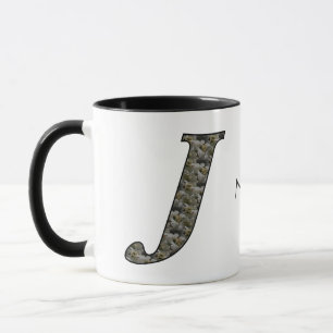 Monogram Initial J Hydrangea Flowers Personalised Mug