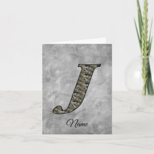 Monogram Initial J Hydrangea Flowers Personalised Note Card
