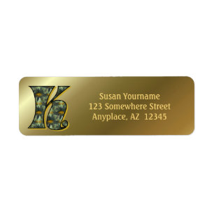 Monogram Initial K Daisies Art Return Address 