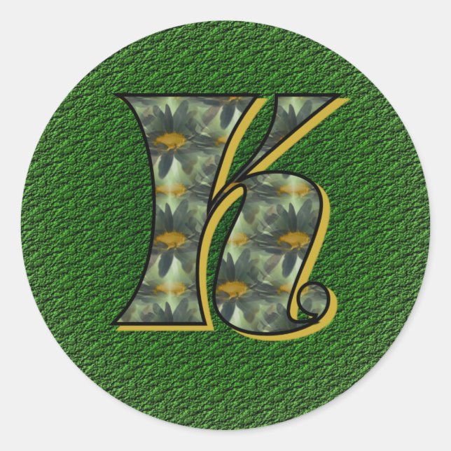 Monogram Initial K Daisies Flower Art Classic Round Sticker (Front)