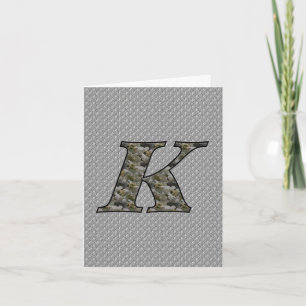 Monogram Initial K Hydrangea Floral Card