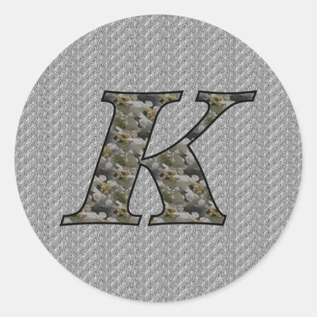 Monogram Initial K Hydrangea Flowers Classic Round Sticker (Front)