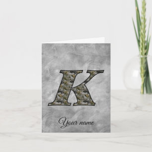 Monogram Initial K Hydrangea Flowers Personalised Note Card