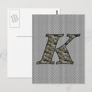 Monogram Initial K Hydrangea Flowers Postcard