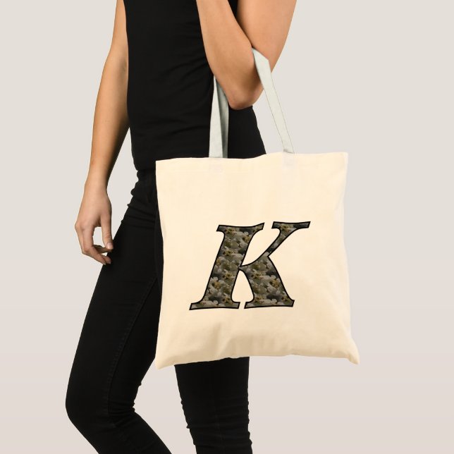Monogram Initial K Hydrangea Flowers Tote Bag (Front (Product))