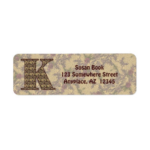 Monogram Initial K Vintage Floral Return Address