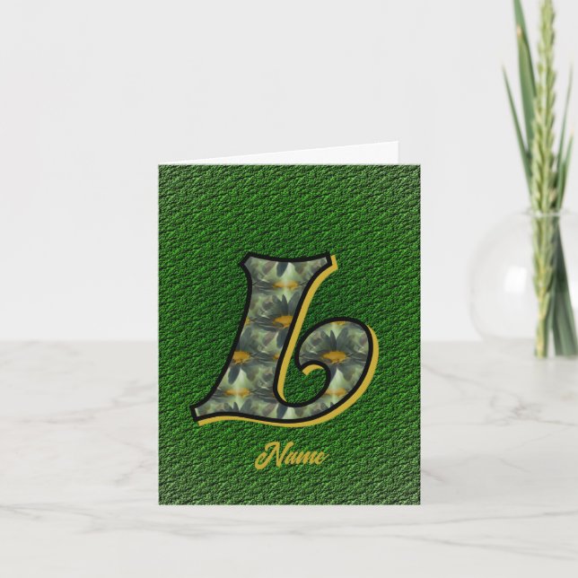 Monogram Initial L Daisies Art Personalised Note Card (Front)