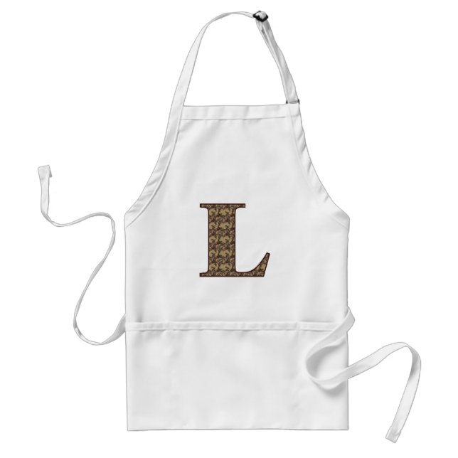 Monogram Initial L Elegant Vintage Floral Standard Apron (Front)