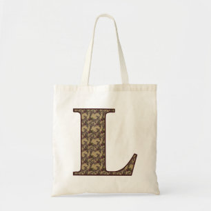 Monogram Initial L Elegant Vintage Floral Tote Bag