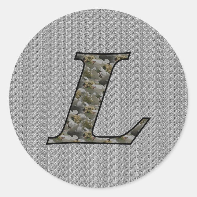 Monogram Initial L Hydrangea Flowers Classic Round Sticker (Front)