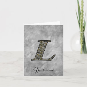 Monogram Initial L Hydrangea Flowers Personalised Note Card
