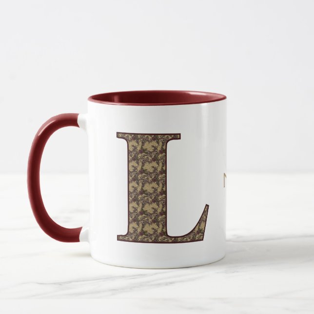 Monogram Initial L Vintage Floral Personalised Mug (Left)