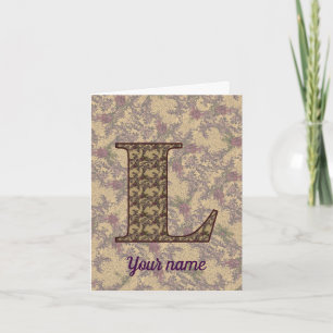 Monogram Initial L Vintage Floral Personalised Note Card