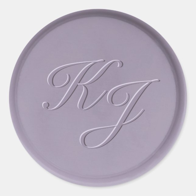 Monogram Initial Lavender Wax Seal Sticker (Front)