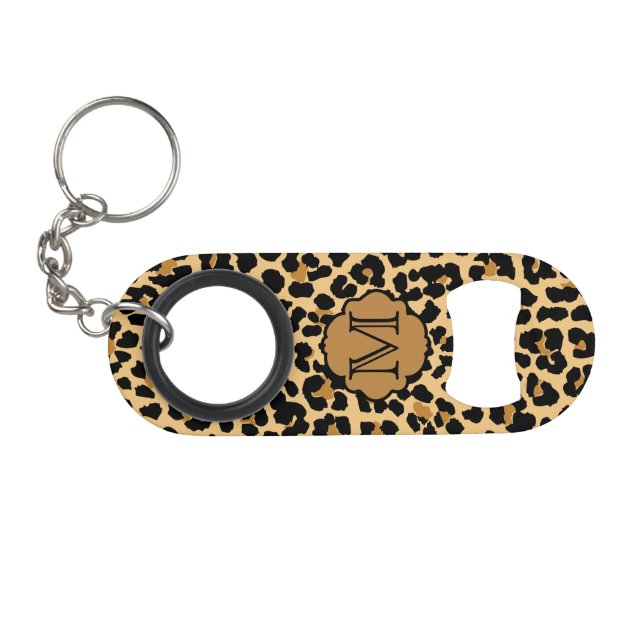 Monogram Initial Leopard Print Bottle Opener (Front (Horizontal))