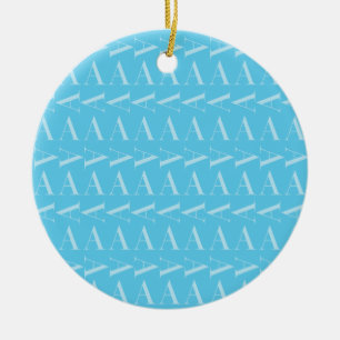 Monogram Initial Letter A, Aqua Blue Ceramic Tree Decoration