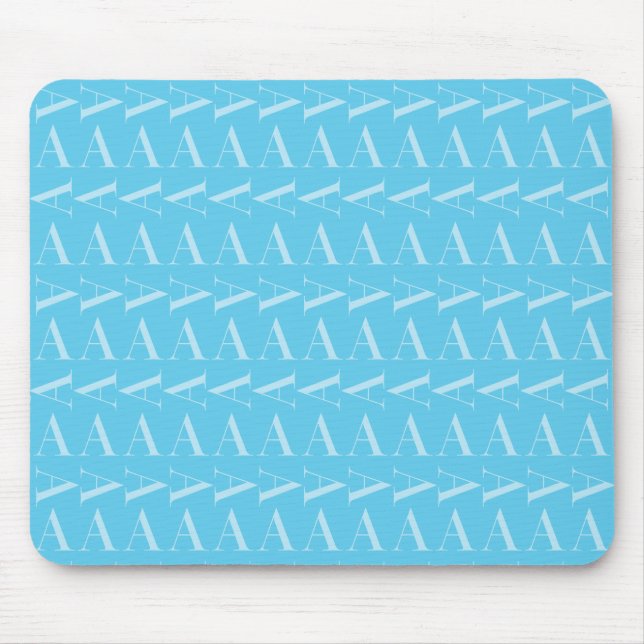 Monogram Initial Letter A, Aqua Blue Mouse Mat (Front)