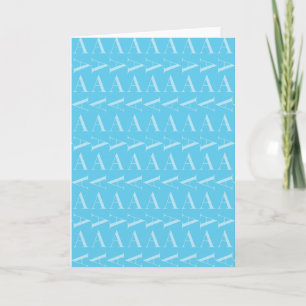 Monogram Initial Letter A, Aqua Blue Note Card