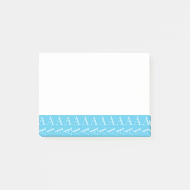 Monogram Initial Letter A, Aqua Blue Post-it Notes (Front)