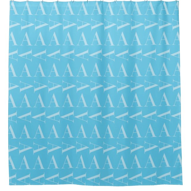 Monogram Initial Letter A, Aqua Blue Shower Curtain (Front)