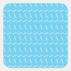 Monogram Initial Letter A, Aqua Blue Square Sticker