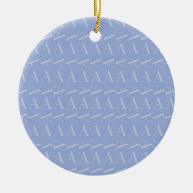 Monogram Initial Letter A, Blue Ceramic Tree Decoration (Front)