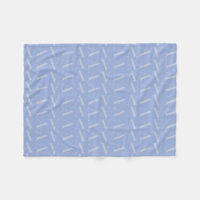 Monogram Initial Letter A, Blue Fleece Blanket (Front (Horizontal))