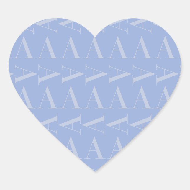 Monogram Initial Letter A, Blue Heart Sticker (Front)