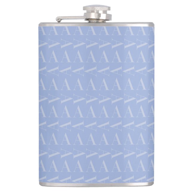 Monogram Initial Letter A, Blue Hip Flask (Front)