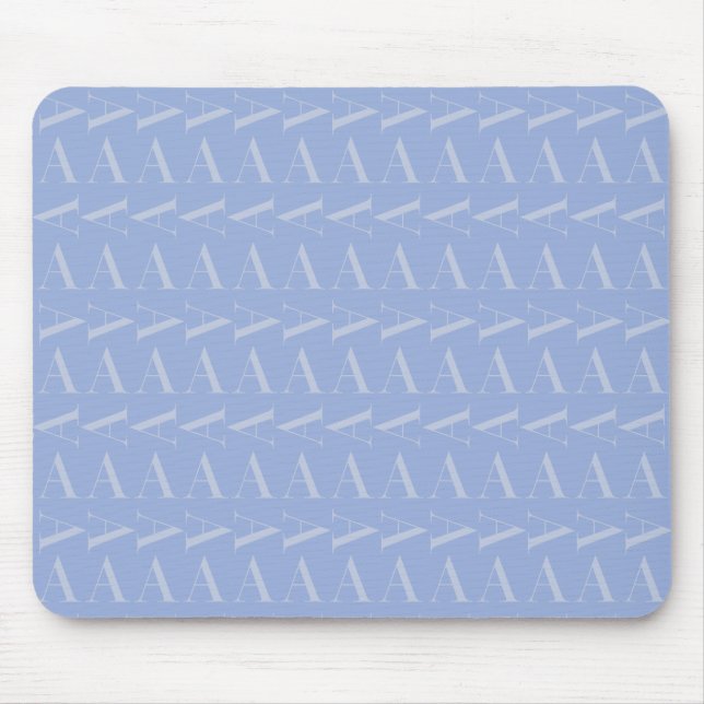 Monogram Initial Letter A, Blue Mouse Mat (Front)