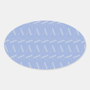 Monogram Initial Letter A, Blue Oval Sticker